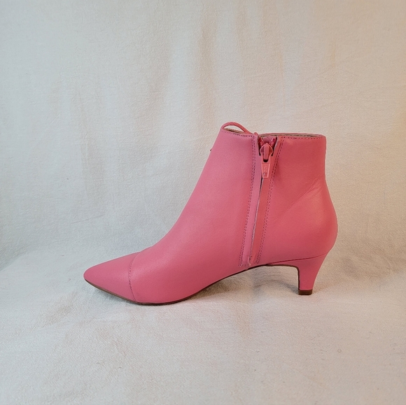 Kurt Geiger London Pink Leather Ankle Boots Kitten Heel Side Lace Beaded 37 US 7 - Picture 4 of 16